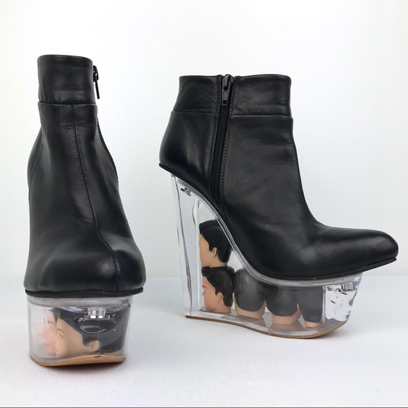 Jeffrey Campbell Black Icy Man Head Lucite Bootie - Picture 5 of 8